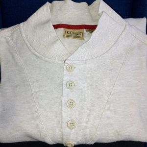 LL Bean Men's 1/4 Button Cotton Pullover Sweater Henley Fisherman Style XL Tall